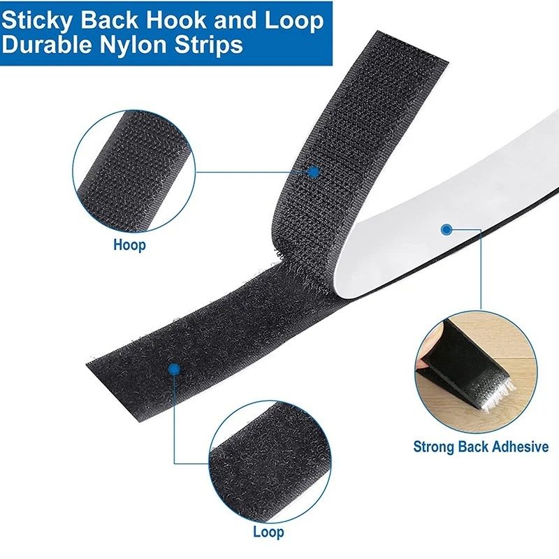 Self-Adhesive Velcro Tape 50m x 3cm, Black V1237-ZY-506-0202