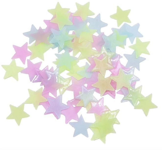 100pcs Luminous Stars for Ceiling and Wall Decorations, MultiColor V1237-ZY-506-0203