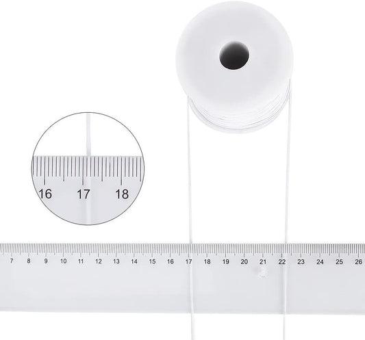 50m White Nylon Covered Elastic Thread, 0.6mm V1237-ZY-506-0209
