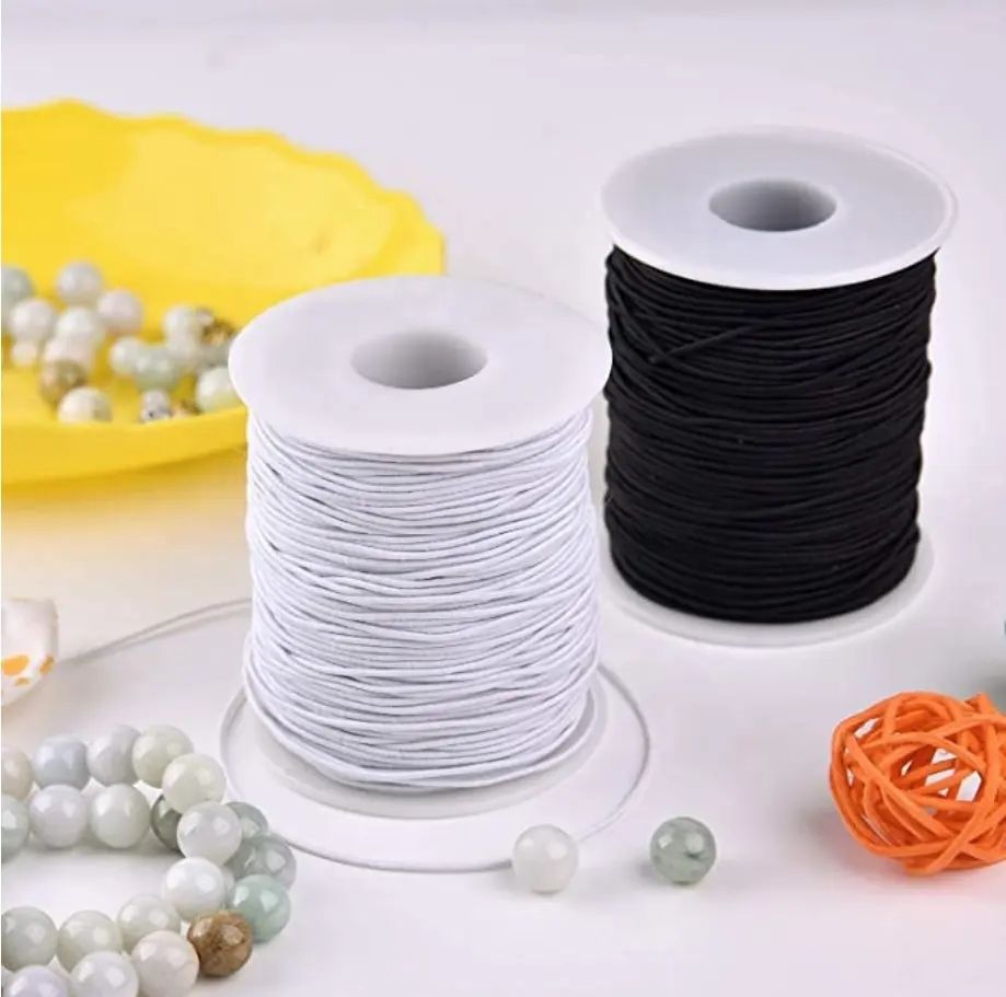 50m White Nylon Covered Elastic Thread, 0.6mm V1237-ZY-506-0209