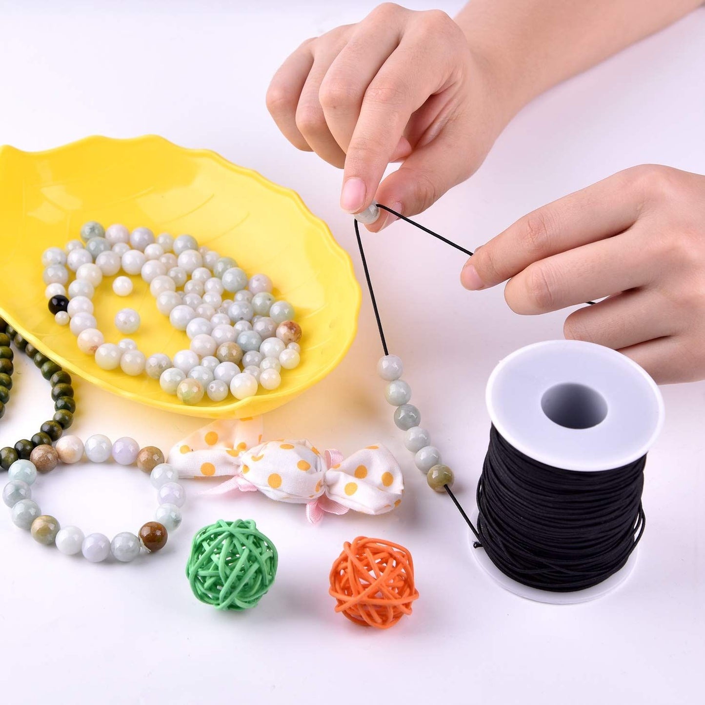 Black Nylon-Coated Elastic Thread Roll, 50 meters, 0.6mm V1237-ZY-506-0210