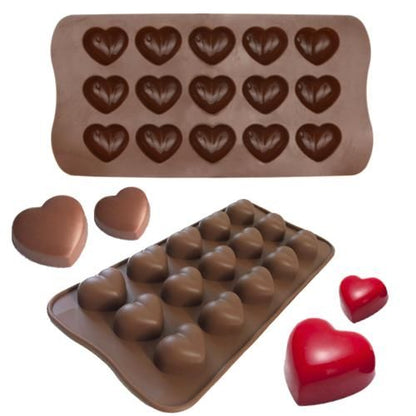 15 Hearts Ice Chocolate Jelly Mold for Pralines, Brown V1237-ZY-506-0224
