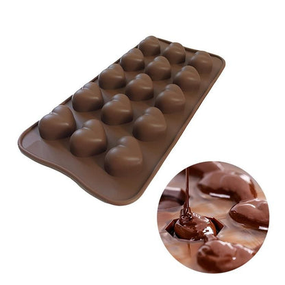 15 Hearts Ice Chocolate Jelly Mold for Pralines, Brown V1237-ZY-506-0224