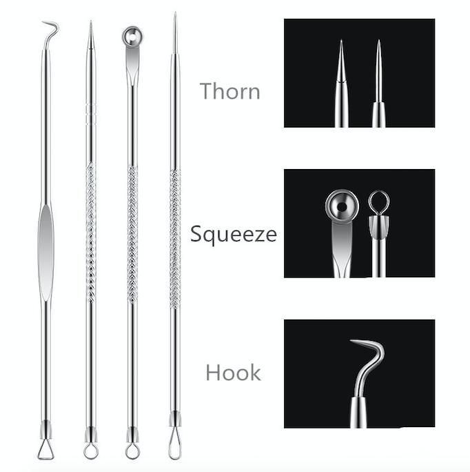4-pack Blackhead Remover Tool, Silver V1237-ZY-506-0235