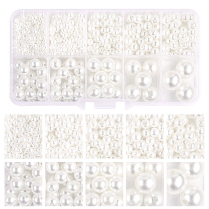800pcs Acrylic Beads for Jewelry Making, DIY Imitation Pearls White V1237-ZY-506-0237