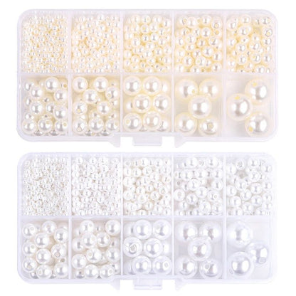 800pcs Acrylic Beads for Jewelry Making, DIY Imitation Pearls White V1237-ZY-506-0237