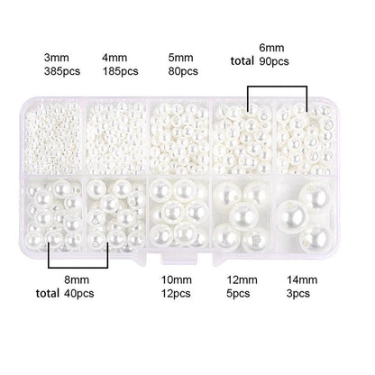 800pcs Acrylic Beads for Jewelry Making, DIY Imitation Pearls White V1237-ZY-506-0237