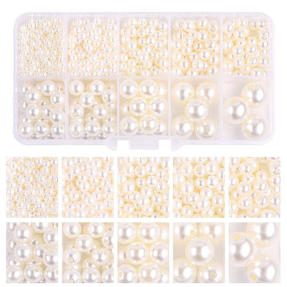 800pcs Acrylic Beads for Jewelry Making, DIY Imitation Pearls, Cream V1237-ZY-506-0238