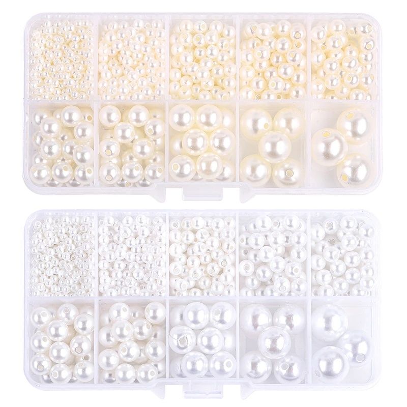 800pcs Acrylic Beads for Jewelry Making, DIY Imitation Pearls, Cream V1237-ZY-506-0238