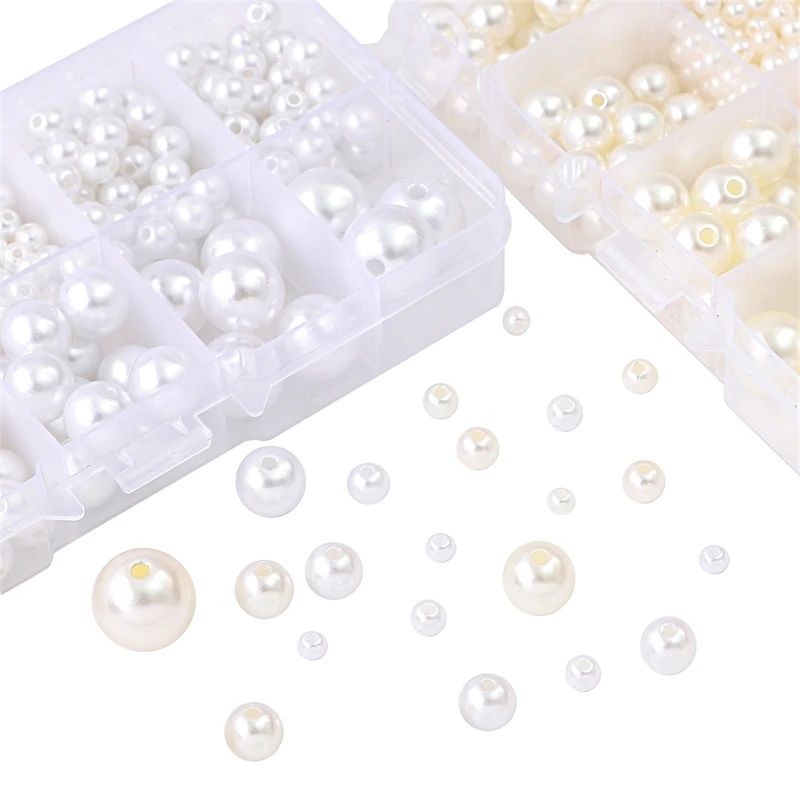 800pcs Acrylic Beads for Jewelry Making, DIY Imitation Pearls, Cream V1237-ZY-506-0238