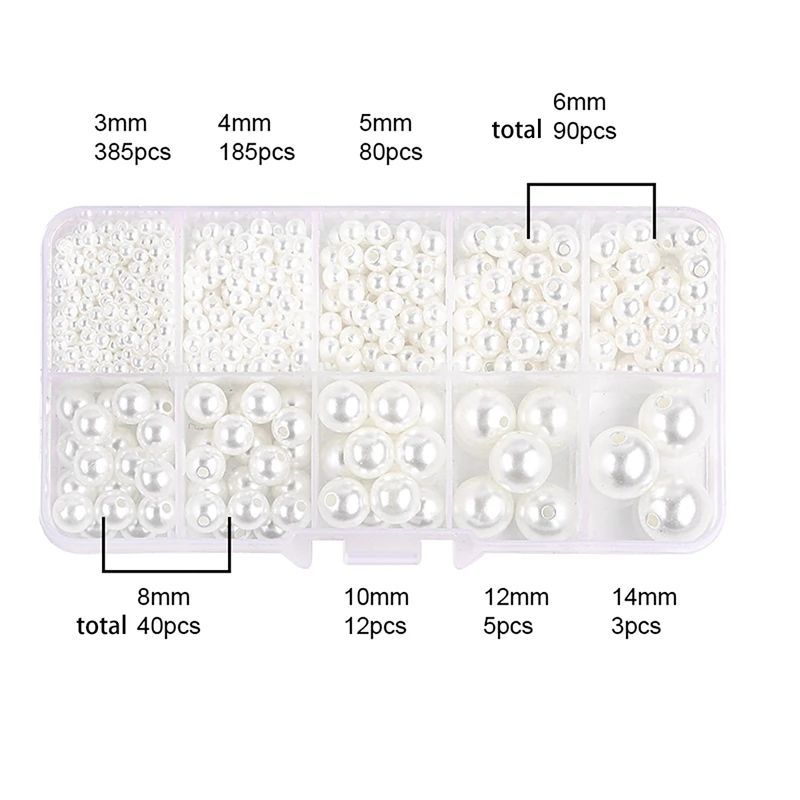 800pcs Acrylic Beads for Jewelry Making, DIY Imitation Pearls, Cream V1237-ZY-506-0238