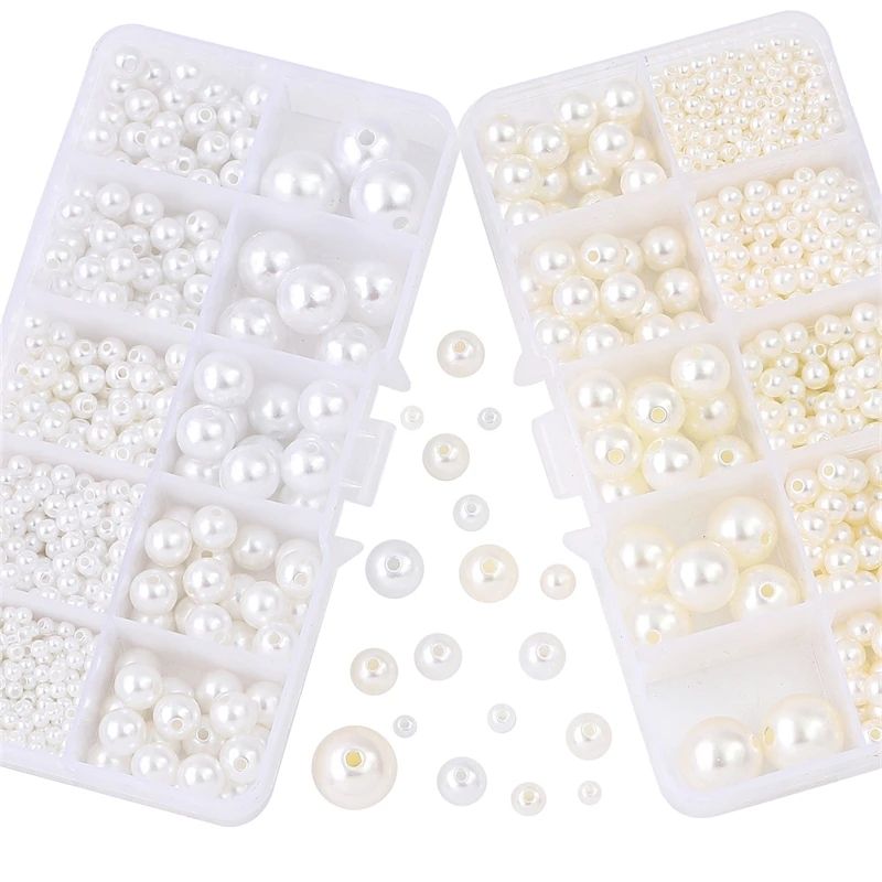 800pcs Acrylic Beads for Jewelry Making, DIY Imitation Pearls, Cream V1237-ZY-506-0238