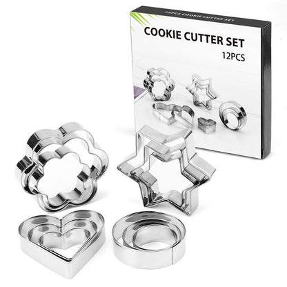 12pcs Baking Molds Cookie Cutters Gingerbread Molds, Silver V1237-ZY-506-0239