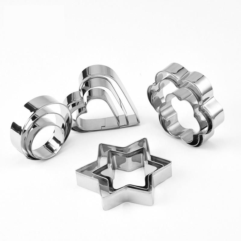 12pcs Baking Molds Cookie Cutters Gingerbread Molds, Silver V1237-ZY-506-0239