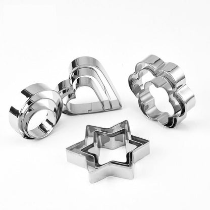 12pcs Baking Molds Cookie Cutters Gingerbread Molds, Silver V1237-ZY-506-0239