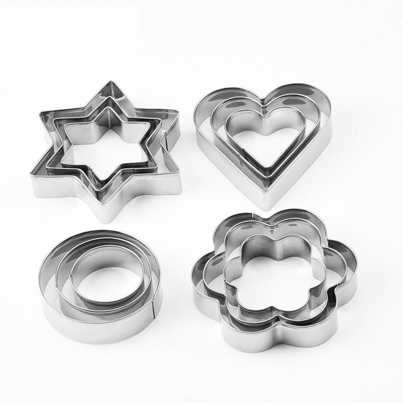 12pcs Baking Molds Cookie Cutters Gingerbread Molds, Silver V1237-ZY-506-0239