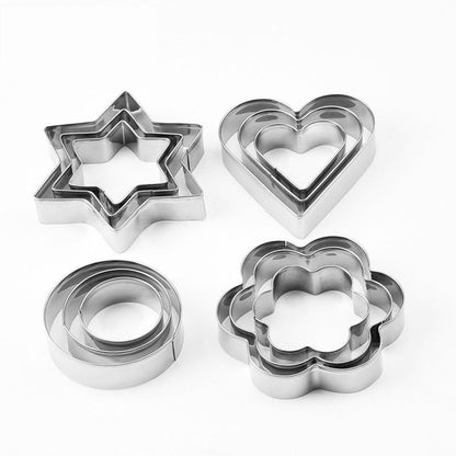 12pcs Baking Molds Cookie Cutters Gingerbread Molds, Silver V1237-ZY-506-0239
