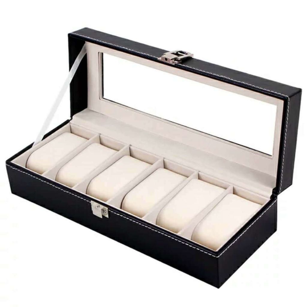 6 Watch Box Luxury Storage Case, Black, compatible with Urbox V1237-ZY-506-0240