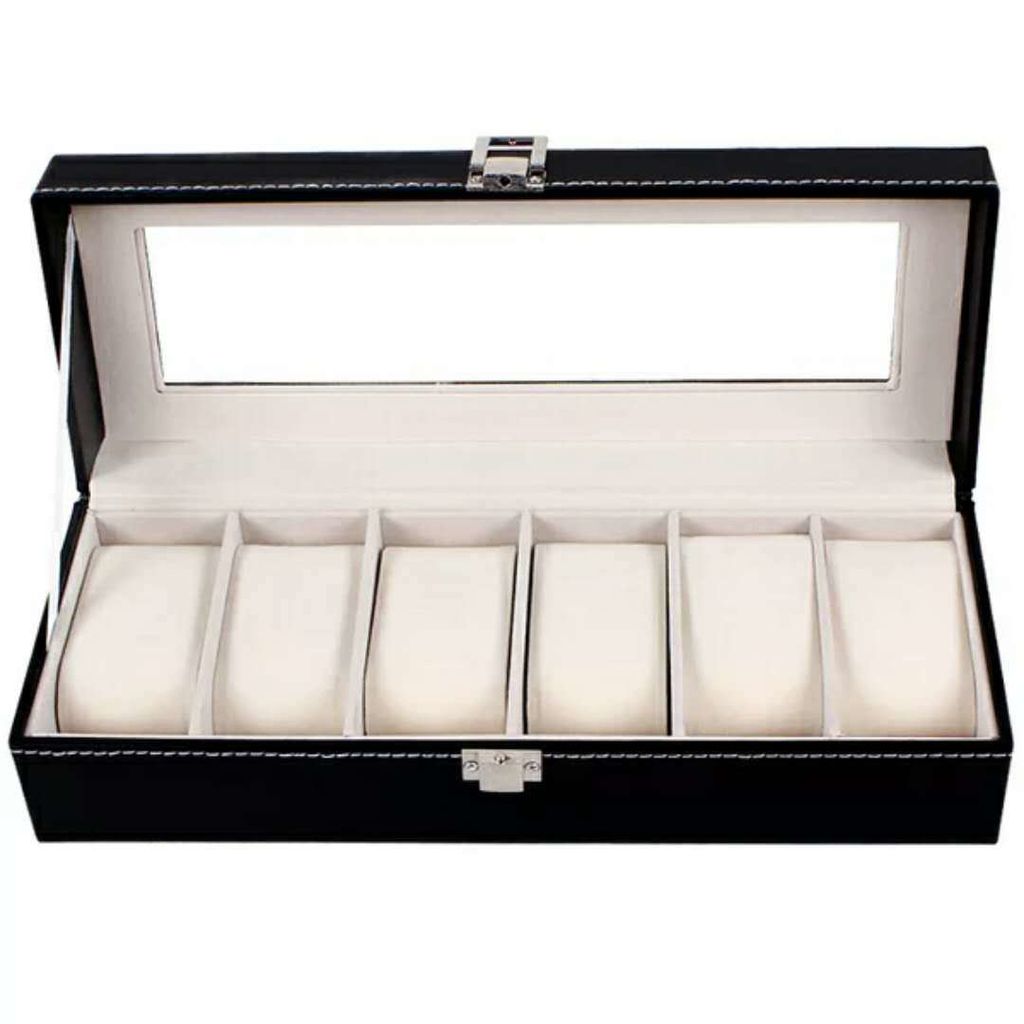 6 Watch Box Luxury Storage Case, Black, compatible with Urbox V1237-ZY-506-0240