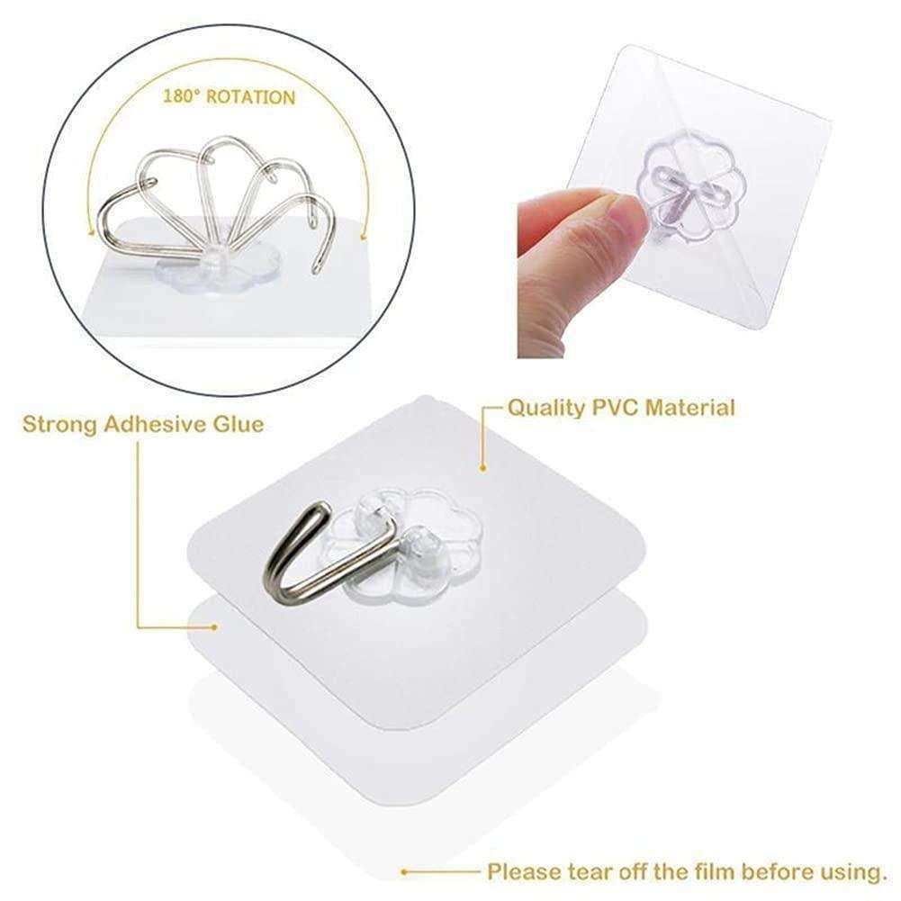 10-pack Self Adhesive Hooks, Towel Hangers Transparent V1237-ZY-506-0254