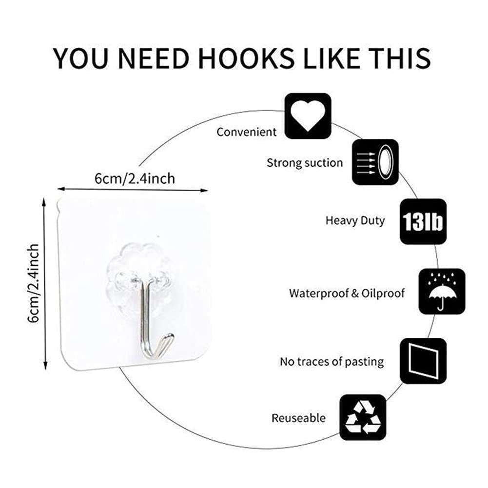 10-pack Self Adhesive Hooks, Towel Hangers Transparent V1237-ZY-506-0254