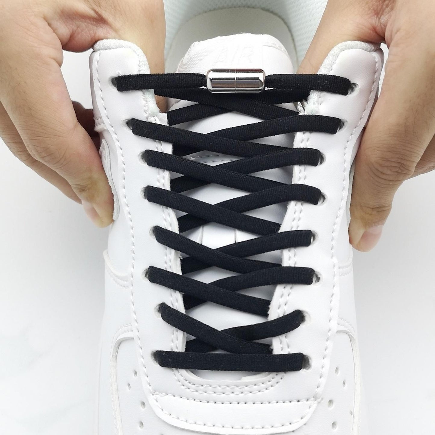 Black No-Tie Elastic Shoelaces, one size, 1 pair V1237-ZY-506-0255