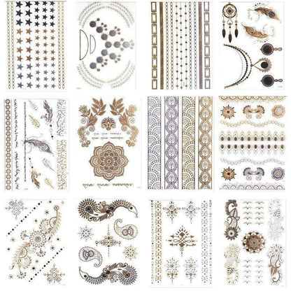 3pcs Metallic Tattoo Gold Silver Multicolor Flash Tattoo V1237-ZY-506-0271