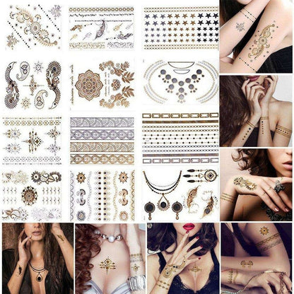 3pcs Metallic Tattoo Gold Silver Multicolor Flash Tattoo V1237-ZY-506-0271