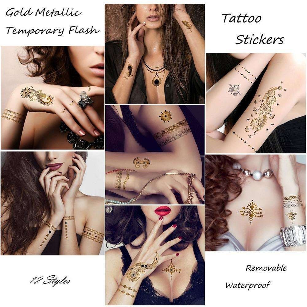 3pcs Metallic Tattoo Gold Silver Multicolor Flash Tattoo V1237-ZY-506-0271