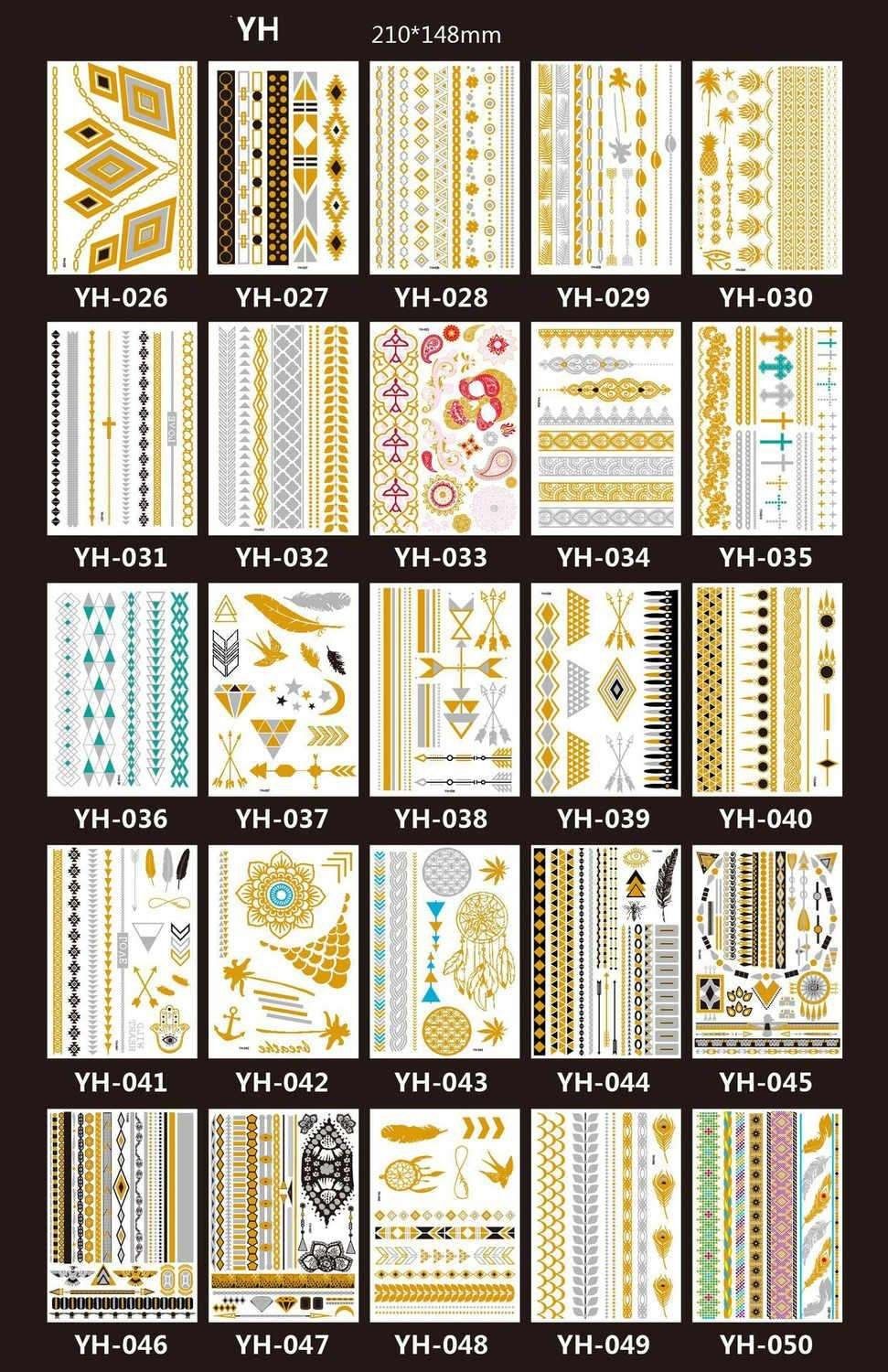 3pcs Metallic Tattoo Gold Silver Multicolor Flash Tattoo V1237-ZY-506-0271