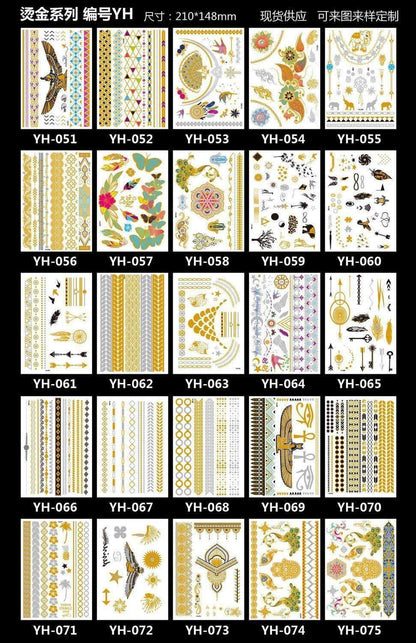 3pcs Metallic Tattoo Gold Silver Multicolor Flash Tattoo V1237-ZY-506-0271