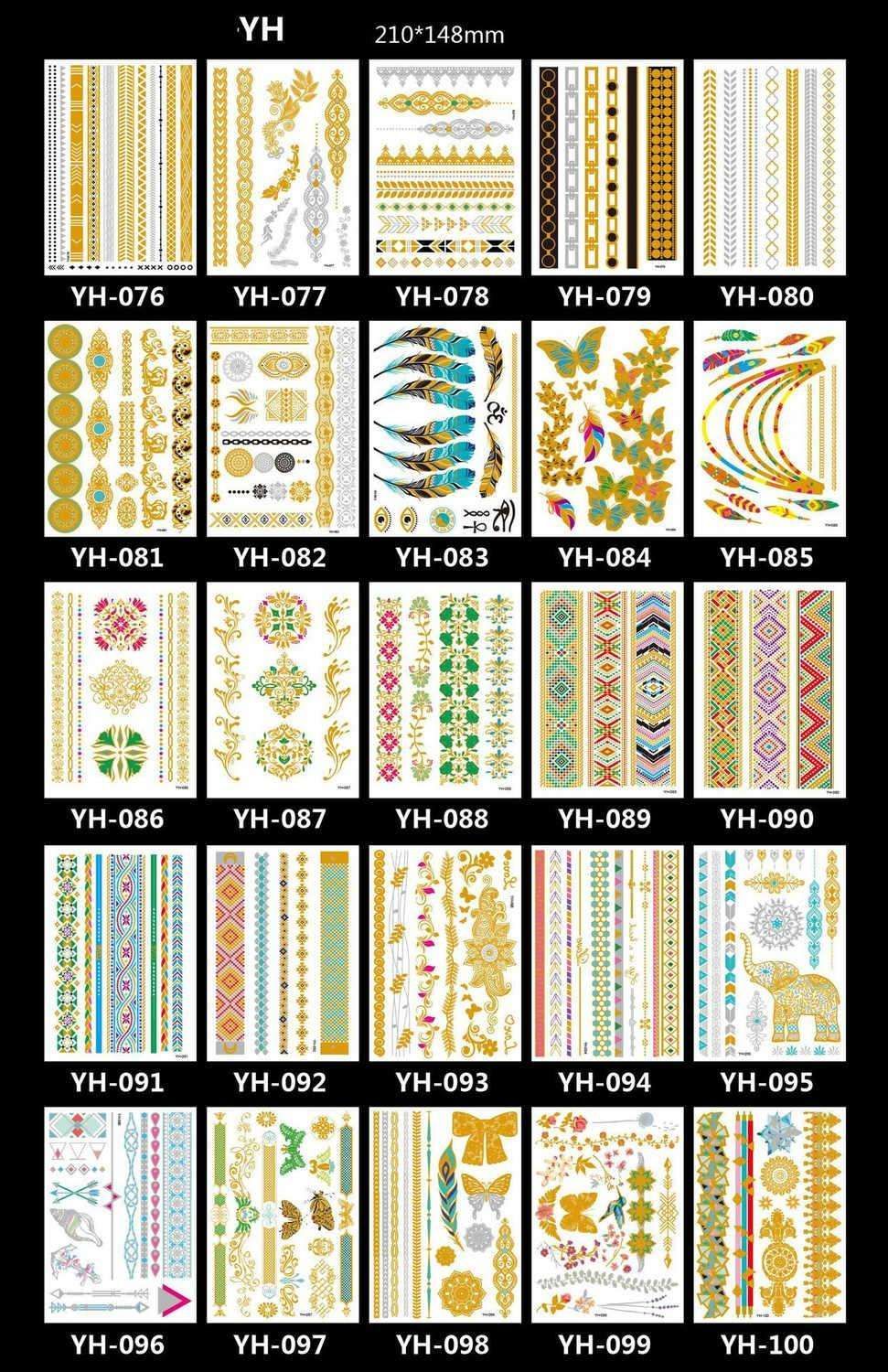 3pcs Metallic Tattoo Gold Silver Multicolor Flash Tattoo V1237-ZY-506-0271