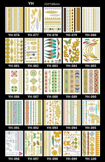 3pcs Metallic Tattoo Gold Silver Multicolor Flash Tattoo V1237-ZY-506-0271