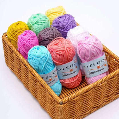 10-pack Cotton Knitting Crochet Yarn, 49m per roll, MultiColor V1237-ZY-506-0282