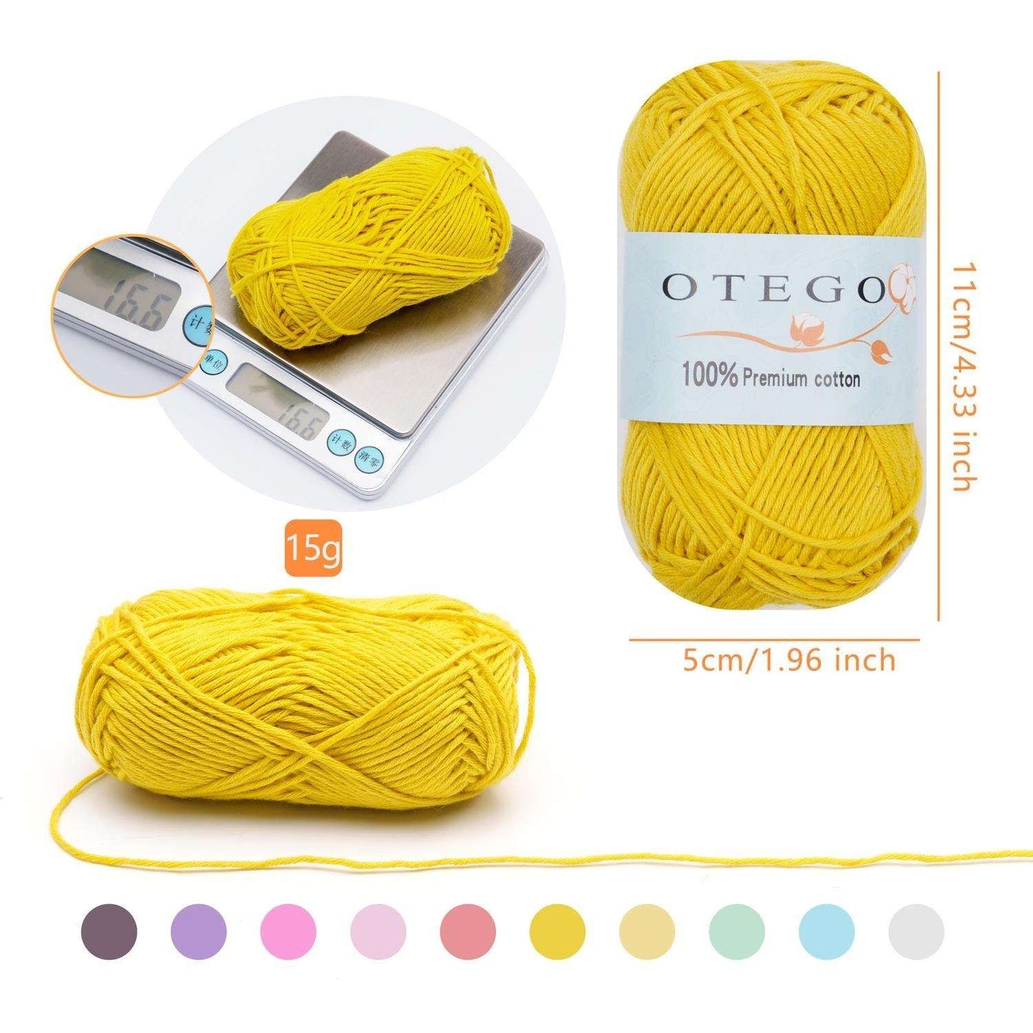 10-pack Cotton Knitting Crochet Yarn, 49m per roll, MultiColor V1237-ZY-506-0282