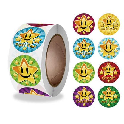 500pcs Star Cartoon Stickers, MultiColor V1237-ZY-506-0285
