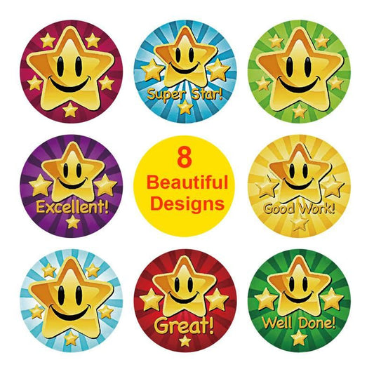500pcs Star Cartoon Stickers, MultiColor V1237-ZY-506-0285