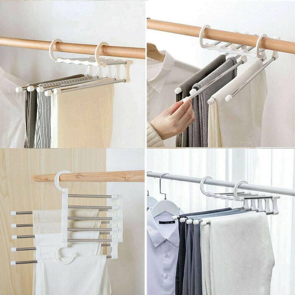 5-Pants Hanger Organizer with Connection Hook, White V1237-ZY-506-0295
