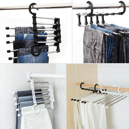 5 Clothes Hangers for Pants with Connection Hook, Black V1237-ZY-506-0296