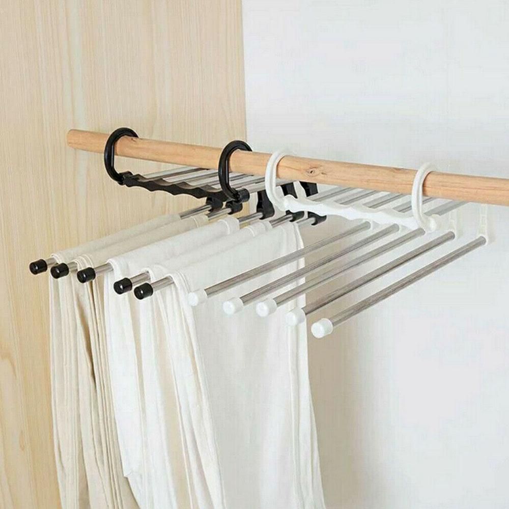 5 Clothes Hangers for Pants with Connection Hook, Black V1237-ZY-506-0296