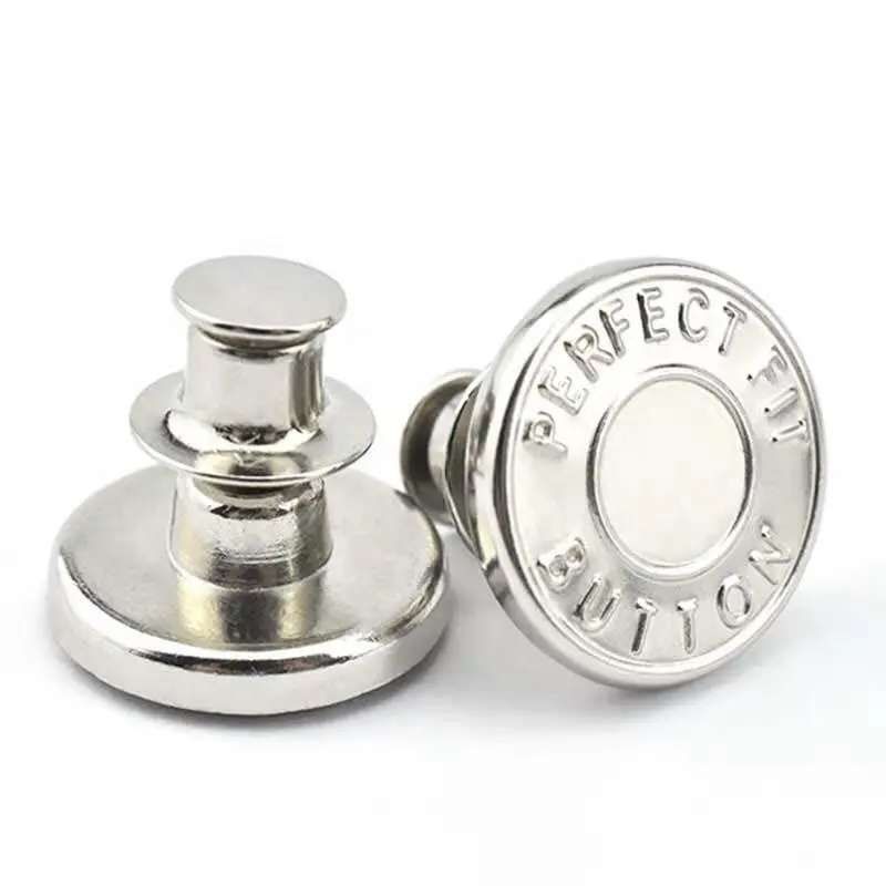 10-pack Adjustable No-Sew Trouser Buttons, Silver V1237-ZY-506-0299