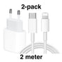 2pcs Fast Charger with USB-C to Lightning Adapter 20W, 2m Cable White V1237-ZY-506-0312