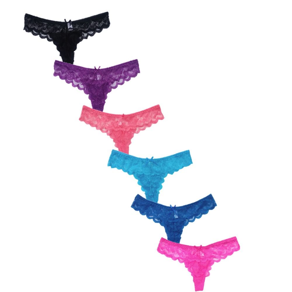 12-pack Thong Lace Panties in 6 Colors, S V1237-ZY-506-0321