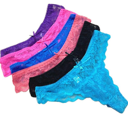 12-Pack Thong Lace Panties, 6 Colors, XS V1237-ZY-506-0322