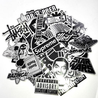 50pcs Waterproof Metal Stickers for Laptop Skate Fashion Graffiti, MultiColor V1237-ZY-506-0324