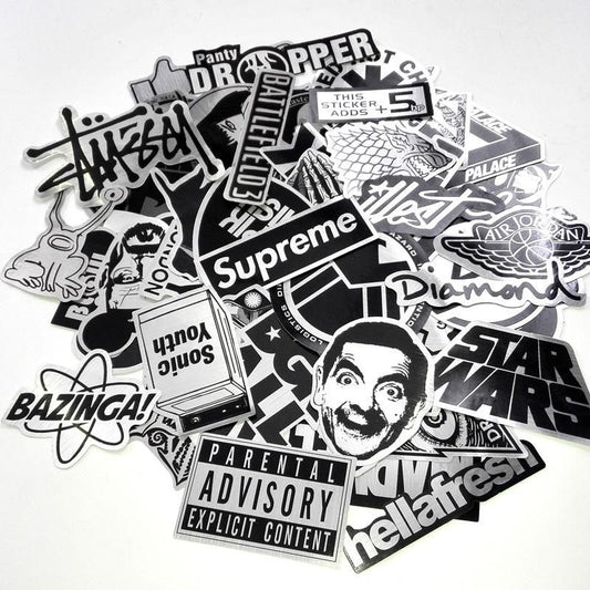 50pcs Waterproof Metal Stickers for Laptop Skate Fashion Graffiti, MultiColor V1237-ZY-506-0324