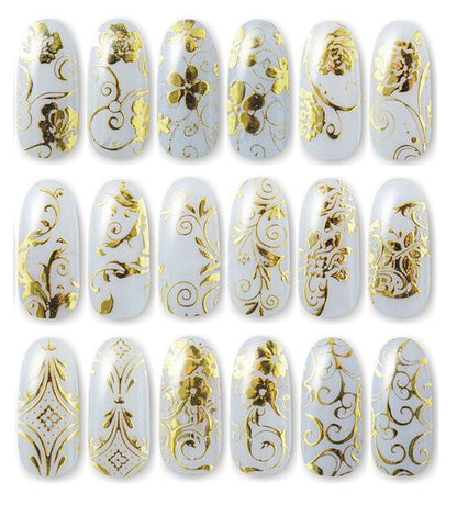 6 Sheets Silver Gold Nail Stickers, 12x4 cm V1237-ZY-506-0337