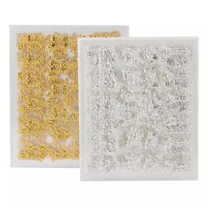 6 Sheets Silver Gold Nail Stickers, 12x4 cm V1237-ZY-506-0337