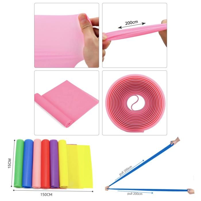5 pcs Resistance Band, TPE Yoga Exercise Band for Rehab, Pink, One Size V1237-ZY-506-0339