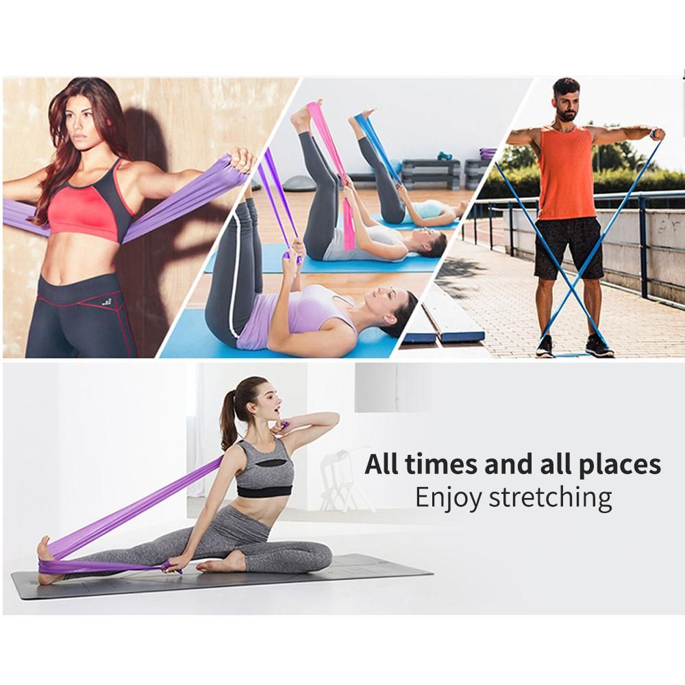 5 pcs Resistance Band, TPE Yoga Exercise Band for Rehab, Pink, One Size V1237-ZY-506-0339